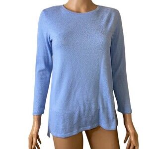 Copper Key baby blue lightweight sweater 3/4 sleeve crew neck basic SZ M